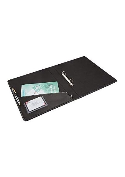 2k 534S A4 Deri Sırt 4 cm 2 Halkalı Klasör, Siyah, A4