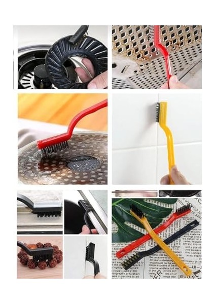 3lü Tel Fırça Aspiratör Ocak Banyo Musluk Duşakabin Lavabo Fırın Temizlik Fırça Seti fiyatları