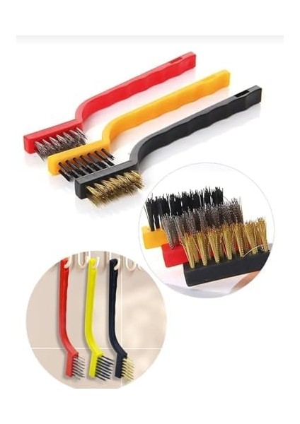 3lü Tel Fırça Aspiratör Ocak Banyo Musluk Duşakabin Lavabo Fırın Temizlik Fırça Seti modelleri