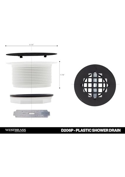 D206P-62 Pvc Duş Tahliye Seti, Siyah Toz Boya Kaplı fiyatları