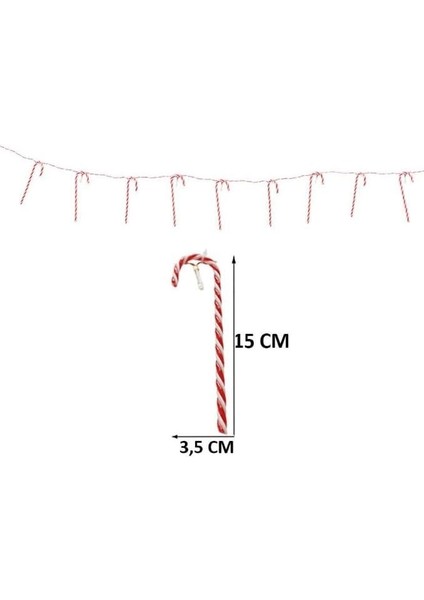 Yılbaşı LED Zincir Işık Baston Şeker 170CM 10 LED AST6008