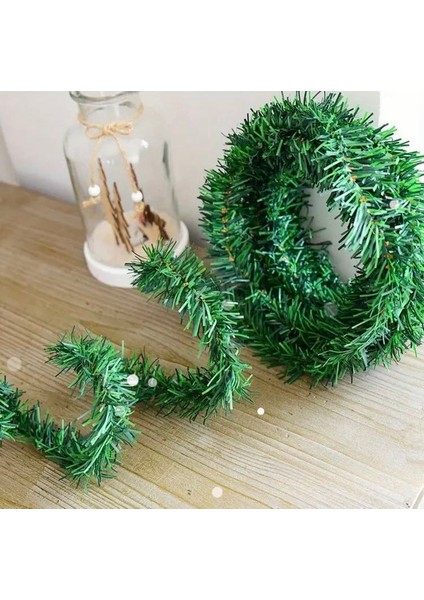 5 Metre Çam Dalı Noel Çelengi, Iç-Dış Mekan Çok Amaçlı Yılbaşı Süsü, Duvar-Şömine Dekoratif Garlant