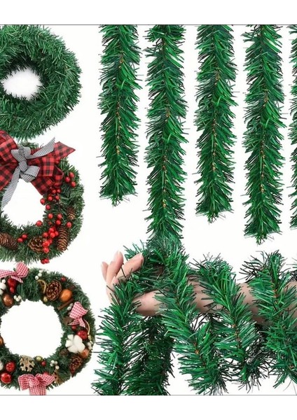 5 Metre Çam Dalı Noel Çelengi, Iç-Dış Mekan Çok Amaçlı Yılbaşı Süsü, Duvar-Şömine Dekoratif Garlant fiyatları