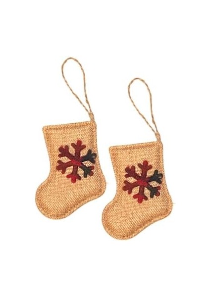 Asmalı Jüt Yılbaşı Çorap Süs 10CM 2 Adet