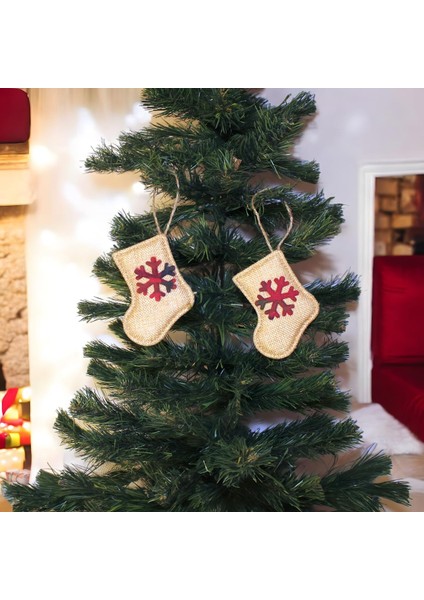 Asmalı Jüt Yılbaşı Çorap Süs 10CM 2 Adet fiyatları