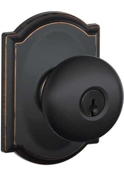 F51A Ply 716 Camelot Anahtarlı Giriş Kilidi ile Cam Plymouth Topuz, Yaşlı Bronz