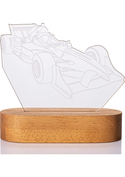 Formula 1 Yarış Arabası Tasarımlı Üç Boyutlu LED Lamba USB Bağlantılı Sarı Işık