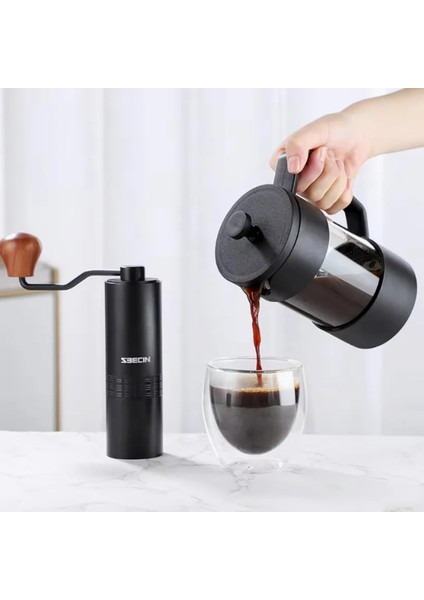 Siyah French Press 420 ml – Dayanıklı Kahve Demleme Pressi, Ince Filtreli, Manuel Kullanım, Ev ve Ofis Için