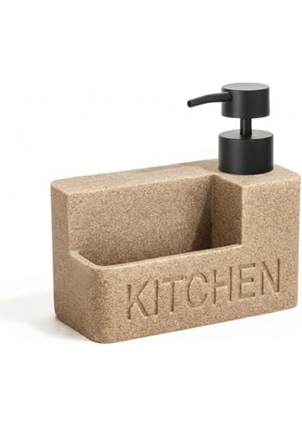 Mermer Desenli Polyresin Sıvı Sabunluk | Entegre Sünger Bölmeli | Modern, Şık ve Dayanıklı Mutfak Organizeri (Bej) modelleri