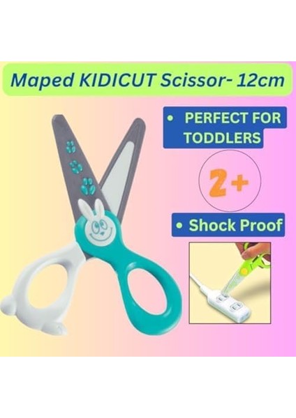 Ross Kidi Cut Makas, 12 Cm, Çocuklar Için Fiberglas Bıçaklı