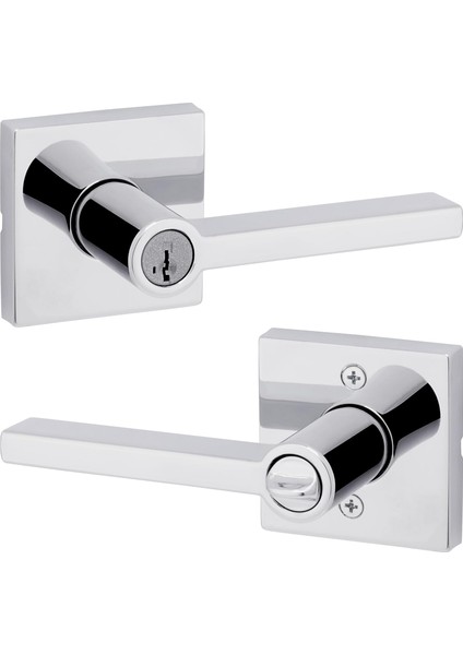 Kapı Kolu Akıllı Anahtar Anahtar Anahtar Güvenlik Anahtarlı Giriş Kilidi, Cilalı Krom Kare Gül