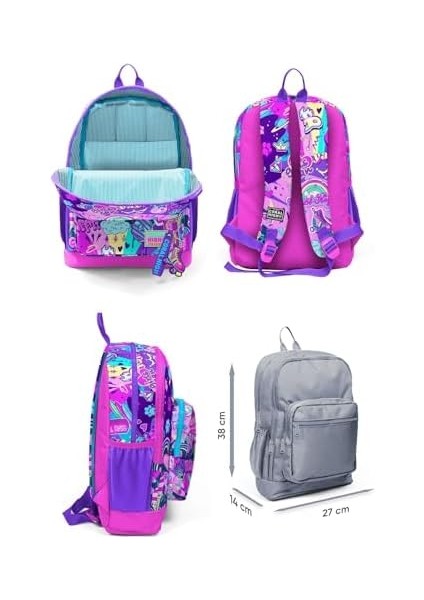 Dört Bölmeli Grafiti Desenli Ilkokul Sırt Çantası - Kız Çocuk fiyatları