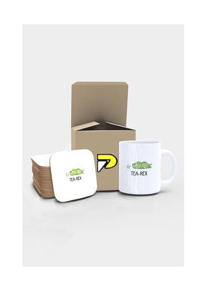 Tea-Rex Dinazor Komik Tasarımlı Baskılı Kupa Bardak Seti, Eğlenceli Özel Hediye Mug 2