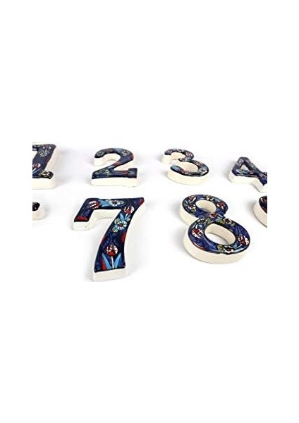 Yılmazel Kapı Numarası Seramik Lale Desenli Çeşitli Renklerde (1, Kobalt)