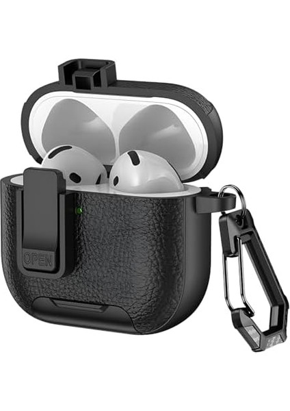 Pro 3 ile Uyumlu Deri Görünümlü Şarj Girişi ve Kapağı Kilitlenebilir Cihazı Tam Saran Silikon Kılıf Kapak (Siyah, Pro 3 (2025))