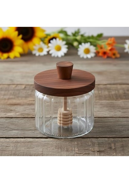 Akasya Ağacı Kapaklı Borosilikat Cam Bal Kavanozu ve Bal Kaşığı| Modern Kahvaltılık Saklama Kabı | Borosilikat Cam Bal Kavanozu | Ahşap Kapaklı ve Kepçeli Şık Bal Sunumluk 280ML fiyatları
