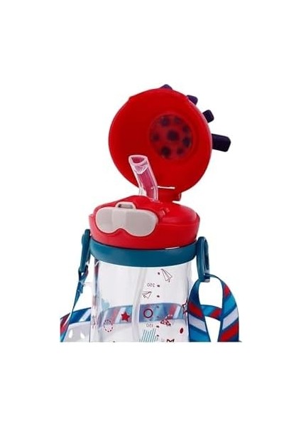 320ML Pipetli Eğlenceli Desenli Akıllı Pipet Toplu Askılı Tritan Su Matarası (Kırmızı) modelleri