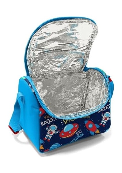 Lacivert Mavi Uzay Desenli Beslenme Çantası - Erkek Çocuk