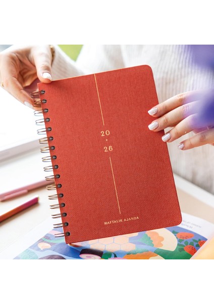 2026 A5 Spiralli Haftalık Ajanda 12 Aylık -
