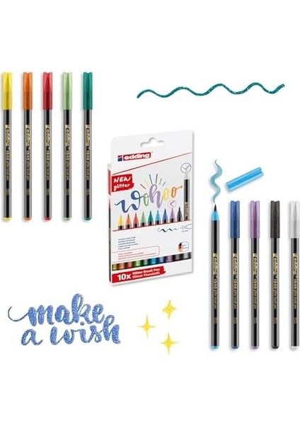 1340 Simli Fırça Uçlu Keçeli Kalem 10&apos;lu Set fiyatları