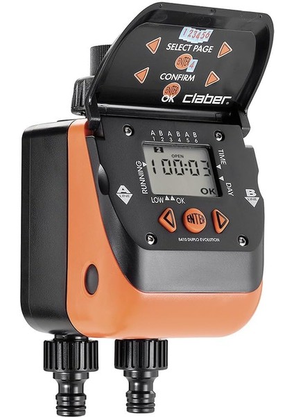 Claber 8410 Aquadue Duplo Evolutıon, 2 Çıkışlı Otomatik Tımer, Sulama Zamanlayıcısı