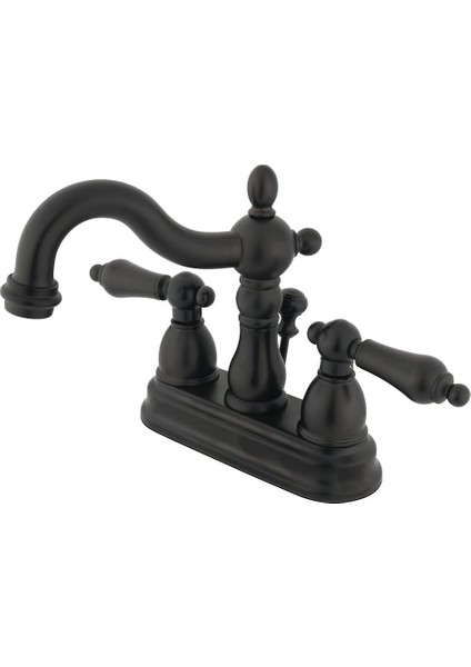 KB1605ALB 10 cm Merkez Set Lavabo Musluğu Kol Kolu ve Pirinç Pop-Up, Yağla Pürüzsüzleştirilmiş Bronz