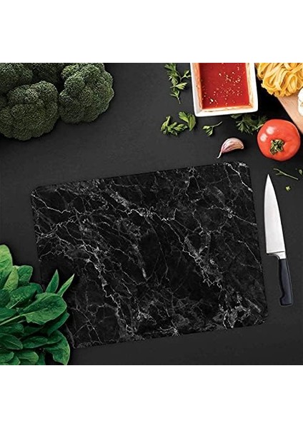 Decorıta Siyah Mermer Görünümlü | Cam Kesme Tahtası 30CM x 40CM