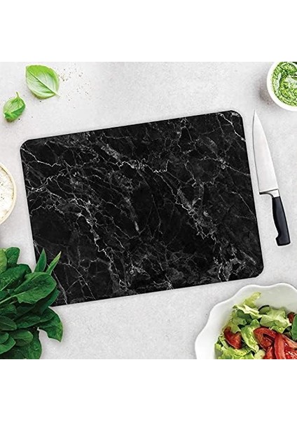 Decorıta Siyah Mermer Görünümlü | Cam Kesme Tahtası 30CM x 40CM modelleri