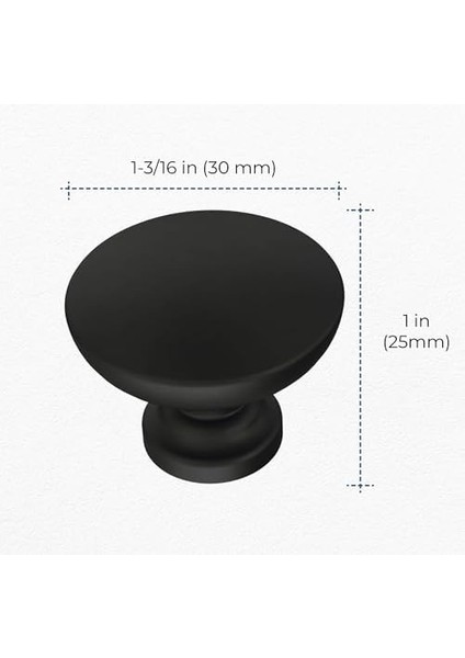 P29523Z-FB-B Fulton Dolap Topuzu, Mat Siyah, 10&apos;lu Paket