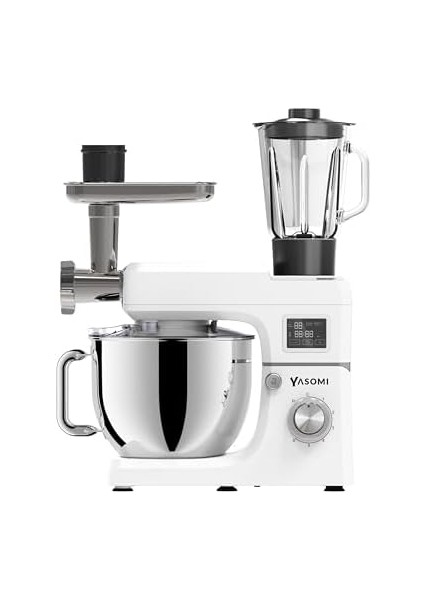 1511BML LED Ekranlı Kıyma Çekme Aparatlı Stand Mikser Mutfak Şefi (Beyaz)