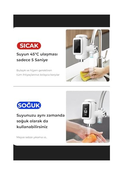 Robo Taşınabilir Dijital Su Musluğu Tüm Bataryalara ve Musluk Tiplerine Uyumludur modelleri