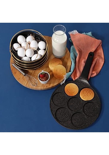 Serenk Fun Cooking Gülen Yüz Alüminyum Döküm Granit Kaplama Pankek Tava 26 cm