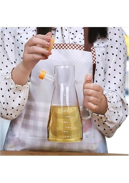 Bambu Kapaklı Borosilikat Cam Yağdanlık - 900 Ml, Dayanıklı Vakumlu Kapaklı Cam Yağdanlık ve Sirkelik, Mutfak Kullanımı Için