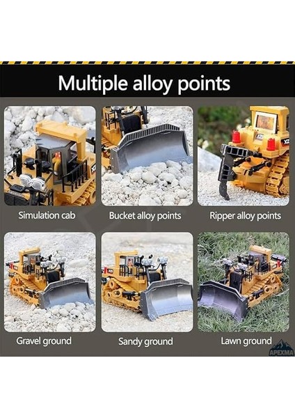 2.4ghz Uzaktan Kumandalı Işıklı Metal Alaşım Hareketli Kepçeli Paletli Buldozer Iş Makinesi fiyatları