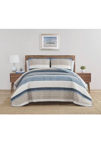 | Ridgeport | Quilt Set - 100%, Reversible, All Season Bedding, Includes Matching Shams,, Blue fiyatları
