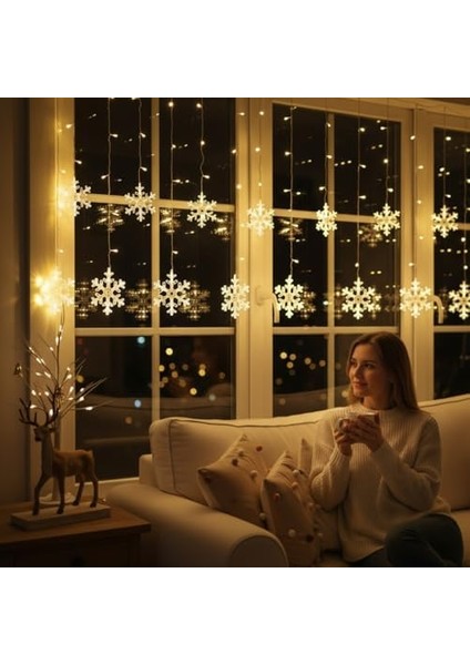 3 Metre Fişli 10’lu Kar Tanesi LED Işık Zinciri – Dekoratif Yılbaşı Aydınlatması, Ev, Salon, Balkon ve Parti Süslemeleri Için Işık Dekor Zinciri fiyatları