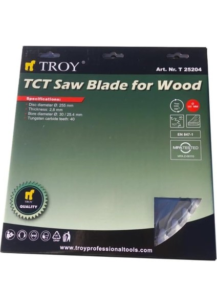 25204 Ahşap Dairesel Testere Bıçağı 255MM x 40T