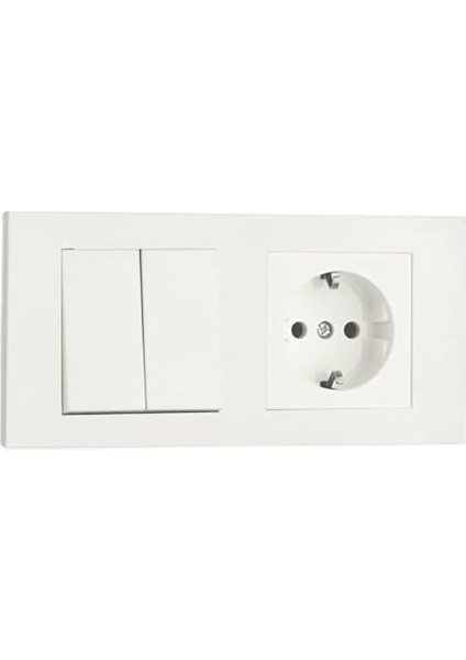 Grano Beyaz 2&apos;li Set Komütatör ve Topraklı Priz Set
