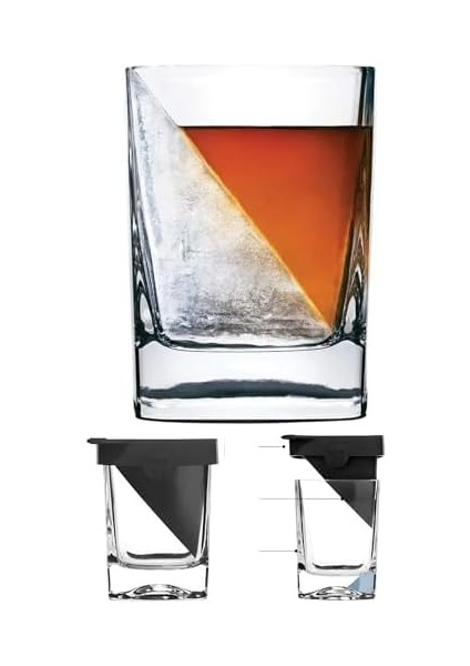 1 Adet Buz Kama Kokteyl Bardağı – Silikon Kalıp ve Cam Bardak Seti, Yavaş Eriyen Buz ile Viski & Kokteyller Için Özel Tasarım