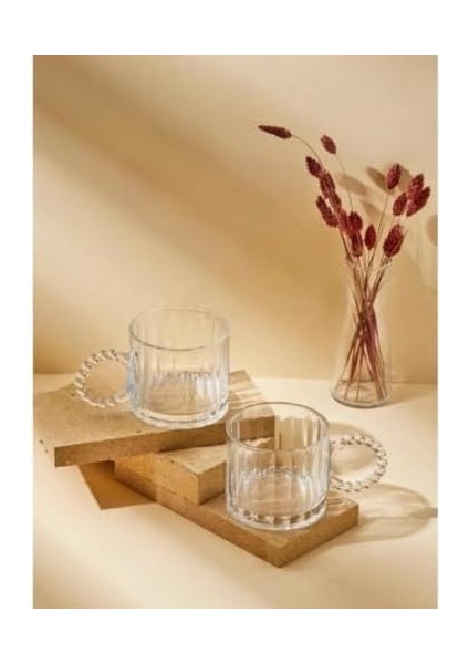 6&apos;lı Cam Boncuk Kulplu Bardak Seti – 130 ml Şeffaf Kupa Bardak, Çay Kahve Su Meşrubat Için Şık ve Dayanıklı Tasarım modelleri