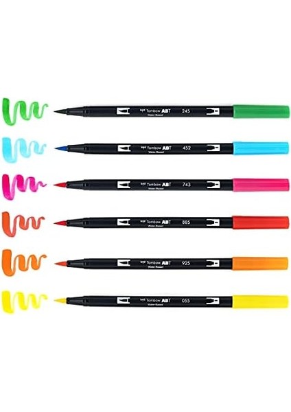 56225 Çift Fırça Kalem Sanat Işaretleyici Kutlama 6&apos;lı Paket