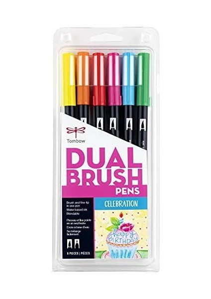 56225 Çift Fırça Kalem Sanat Işaretleyici Kutlama 6&apos;lı Paket fiyatları