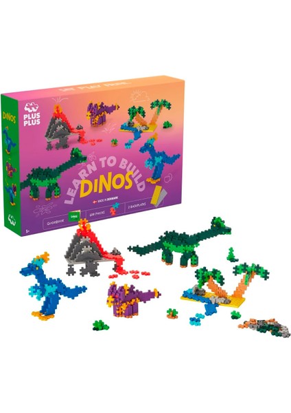 Plus Plus 9603918 Dahiyane Yapı Oyuncağı, Learn To, Dinozor, Yaratıcı Yapı Taşları, 600 Parça, Çok Renkli fiyatları