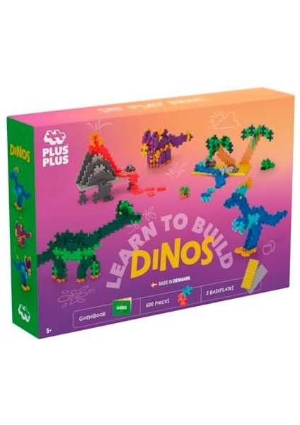 Plus Plus 9603918 Dahiyane Yapı Oyuncağı, Learn To, Dinozor, Yaratıcı Yapı Taşları, 600 Parça, Çok Renkli modelleri
