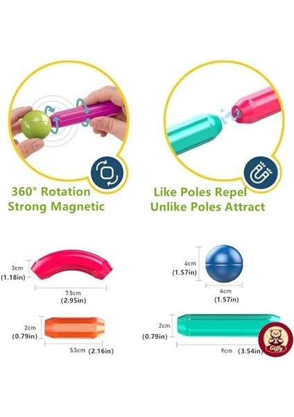 Oyuncak 25 Parça Manyetik Çubuklar ve Toplar Çocuklar Için Eğitici Öğretici Set Kutulu Stem Oyuncağı modelleri