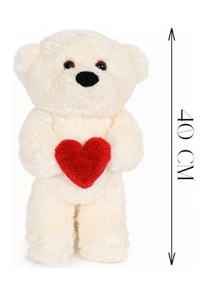 Özgüner Oyuncak Ayakta Kalpli Ayıcık,pelüş Ayıcık,ofis Hediye,mutlu Ayıcık,aşık Ayıcık,doldurulabilir Pelüş Ayıcık (Krem)