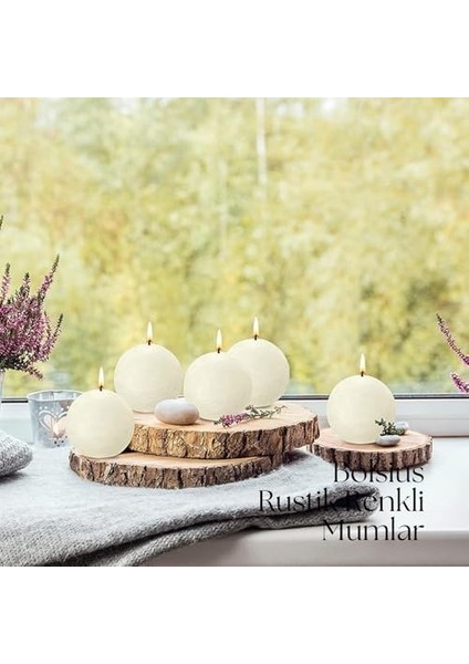 Bulut Beyazı Renginde Rustik Top Mum - 76MM - 25 Saat Yanma Süresi modelleri