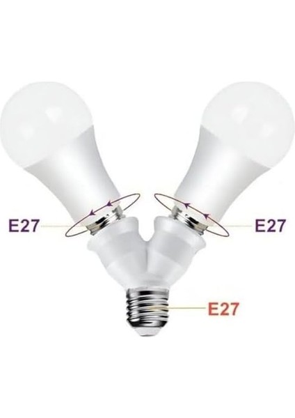 E27 Duy Çoğaltıcı, Tek Duydan Çift E27 Lamba Bağlantısı, Duy Çoklayıcı, Tek Duya Iki Ampul Takma modelleri