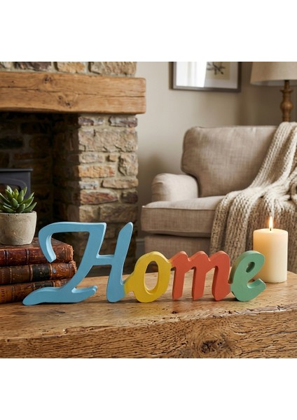 Ham Ahşap Home Yazısı Dekoratif Mdf Duvar ve Kapı Süsü Boyanabilir Hobi Objesi (30X11X2 Cm) fiyatları