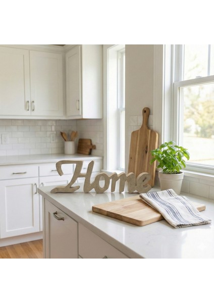 Ham Ahşap Home Yazısı Dekoratif Mdf Duvar ve Kapı Süsü Boyanabilir Hobi Objesi (30X11X2 Cm) fırsatları